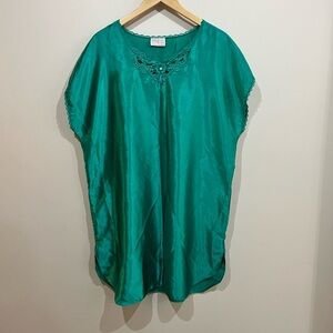 VINTAGE Emerald Green Women's Chemise Slip Blouse